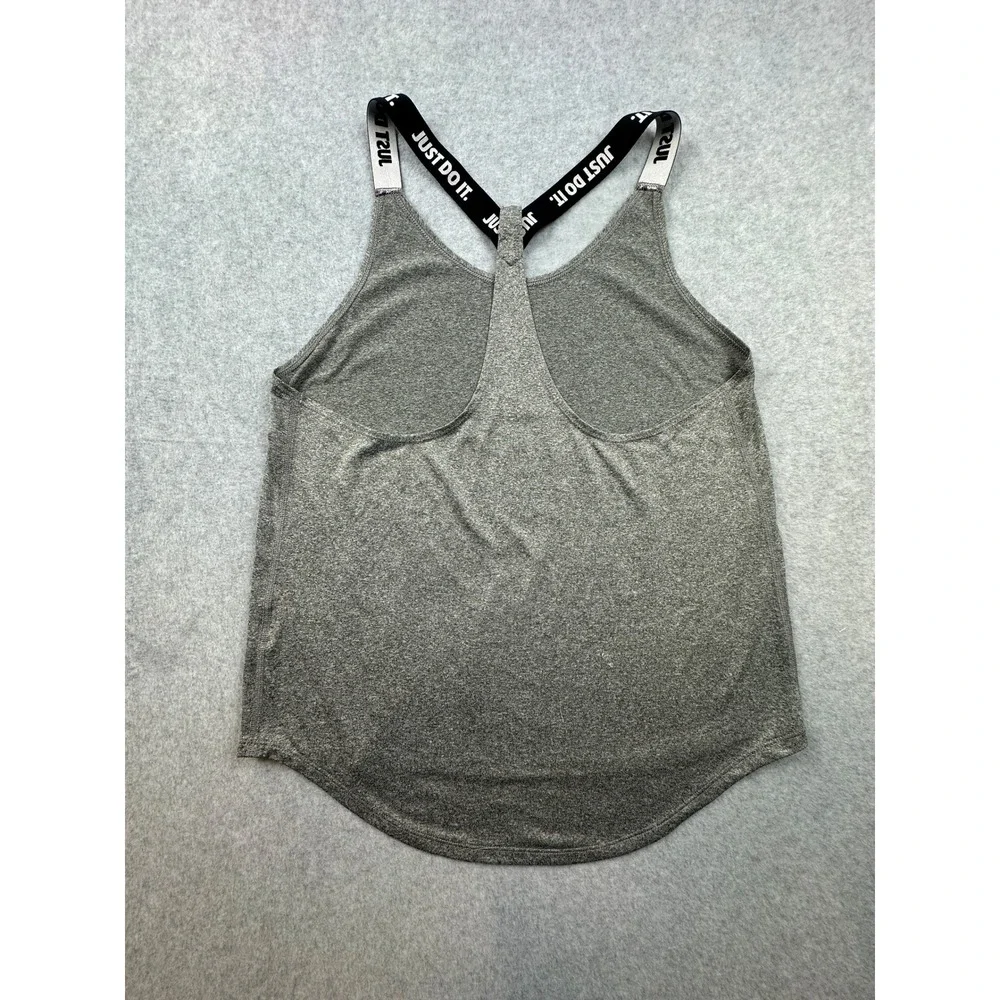 Nike Dri-FIT Just Do It Elastic Strap Racerback Tank Top Gray Womens Medium